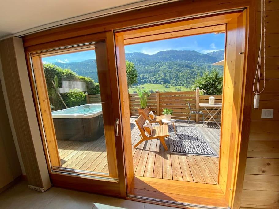 Androsace Appartement Dans Chalet Bois Avec Jacuzzi Privatif Terrasse Et Vue Montagne Les Villards-sur-Thones Екстер'єр фото
